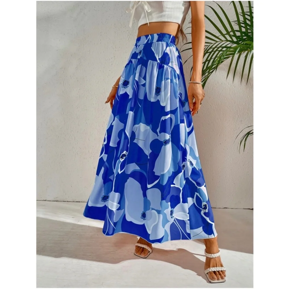Bohemian Floral Tropical Print Maxi Skirt - Picture 3 of 10